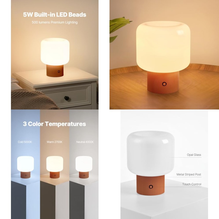 Mushroom Table Lamp - Halo Mantar Lambası, 5W Şirin Kablosuz