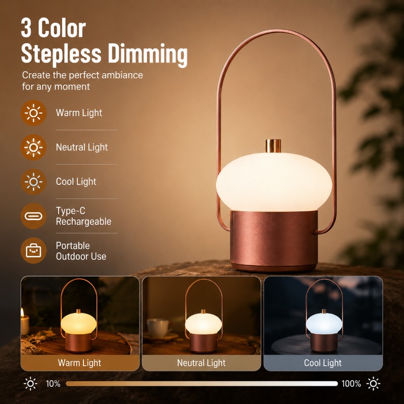 Mushroom Table Lamp - Şarj edilebilir taşınabilir mantar masa lambası