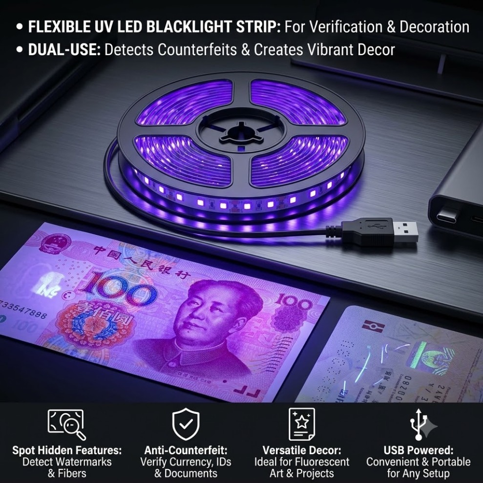Decor Lighting Hours - UV LED Şerit SMD2835 DC5V 395-405nm